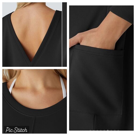 Long Sleeve Backless Side Pocket Casual Romper-Front and Back Wearable NWT L - Picture 15 of 15